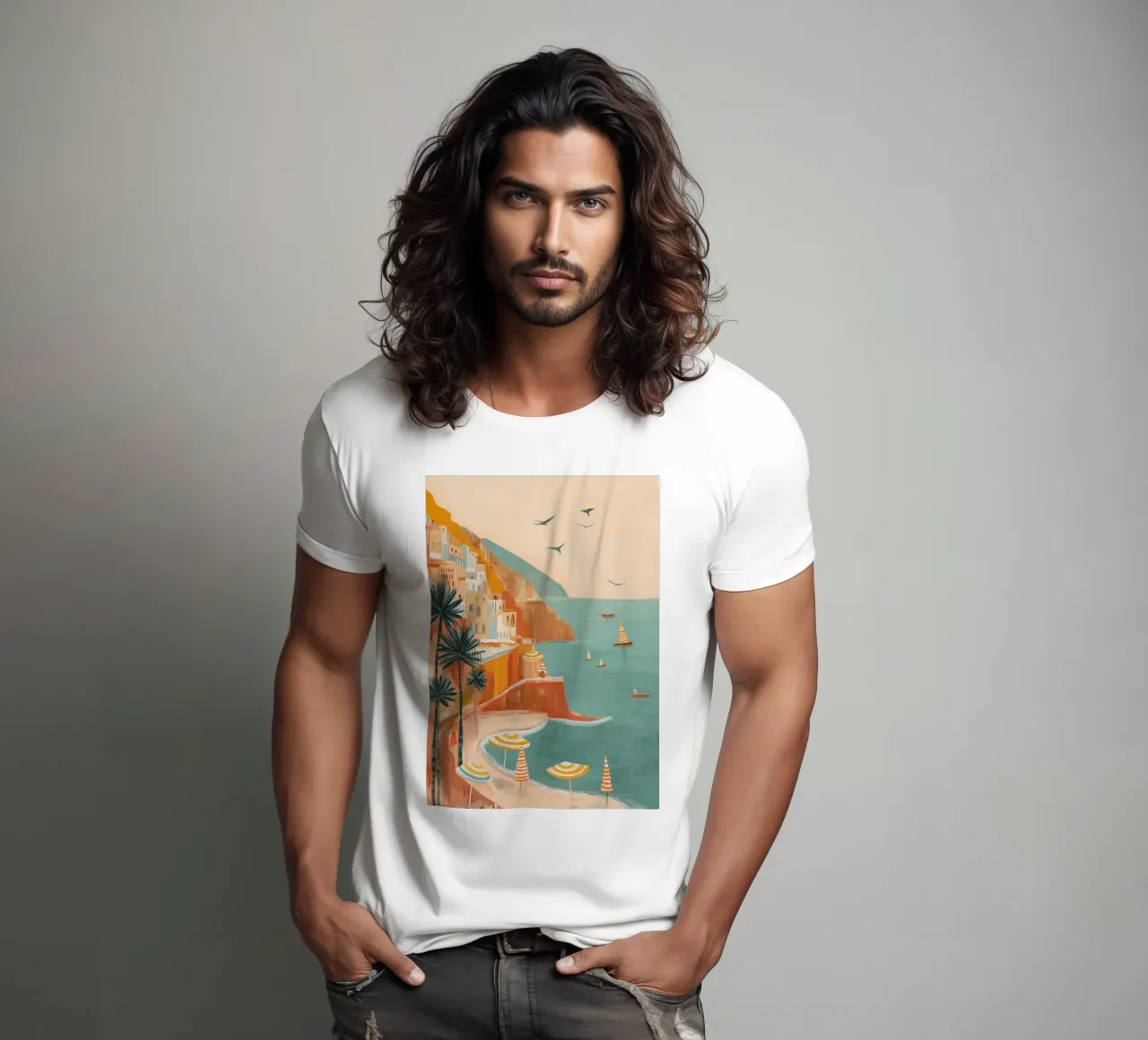 Striped sails in turquoise calm t-shirt da Luca