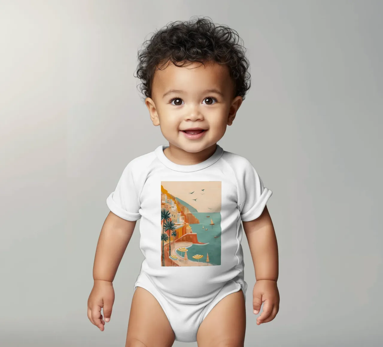 Striped sails in turquoise calm body neonato maniche corte da Luca
