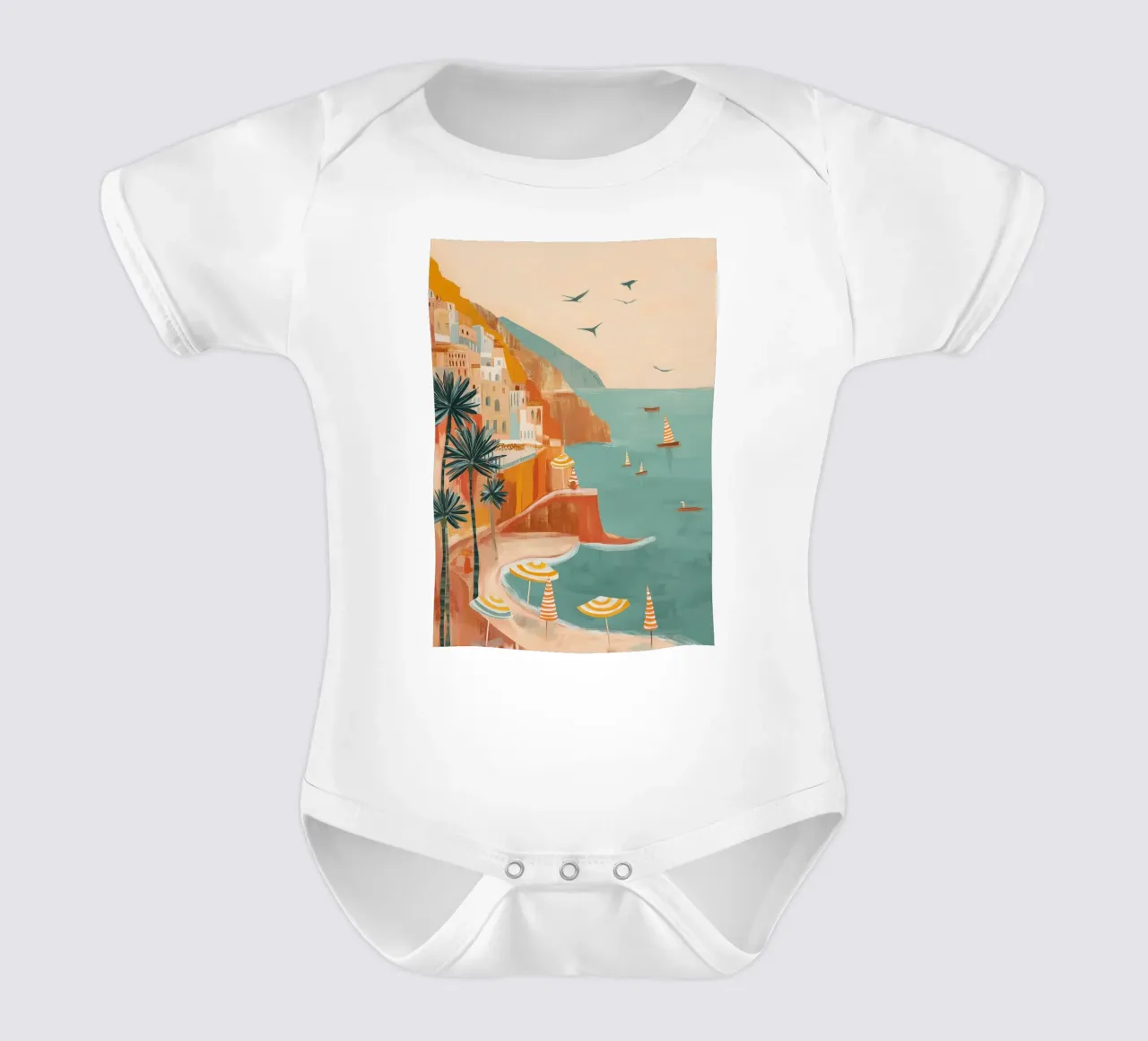 Striped sails in turquoise calm body neonato maniche corte da Luca