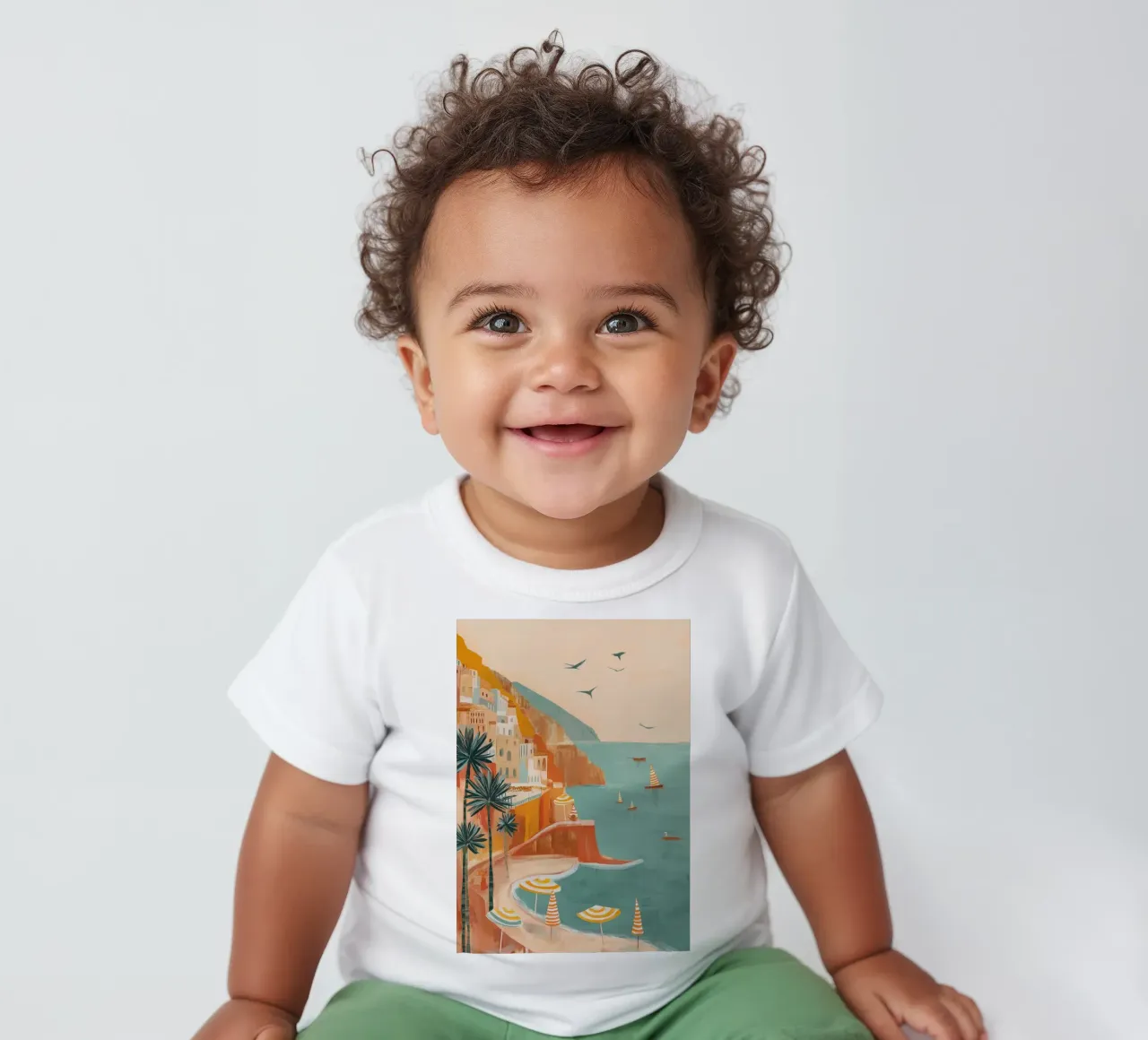 Striped sails in turquoise calm maglietta neonato da Luca