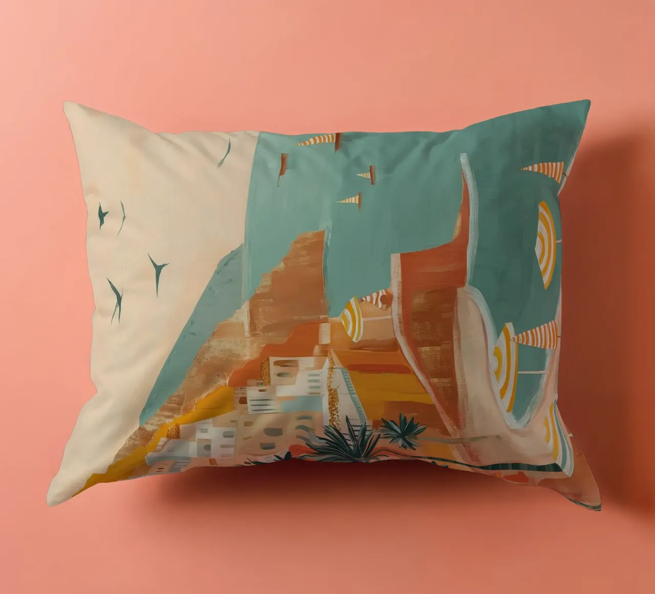 Striped sails in turquoise calm cuscino da Luca