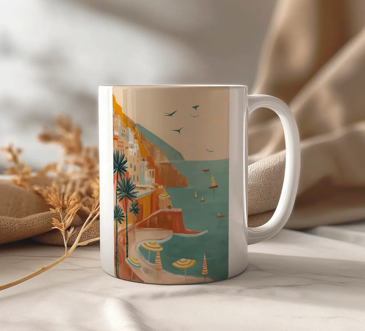 Striped sails in turquoise calm tazza in ceramica da Luca
