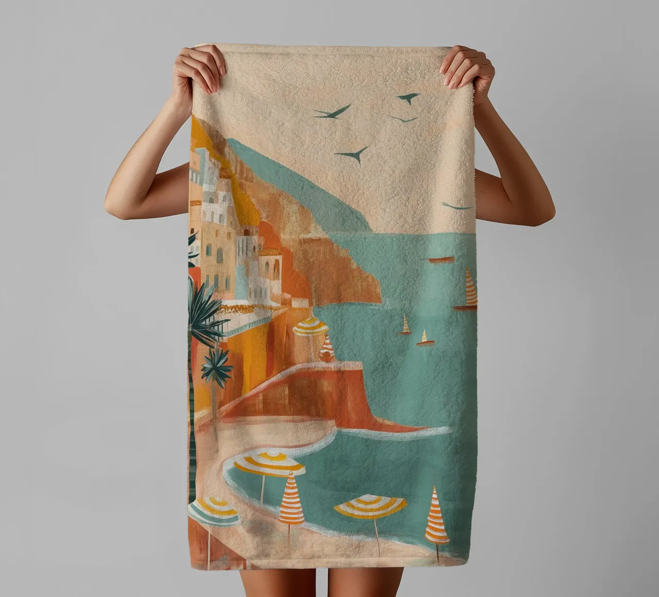 Striped sails in turquoise calm asciugamano da bagno da Luca