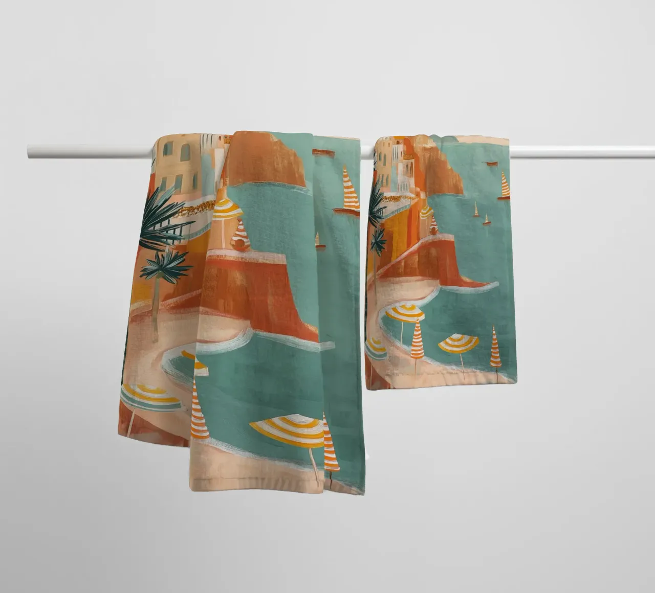 Striped sails in turquoise calm asciugamano da bagno da Luca