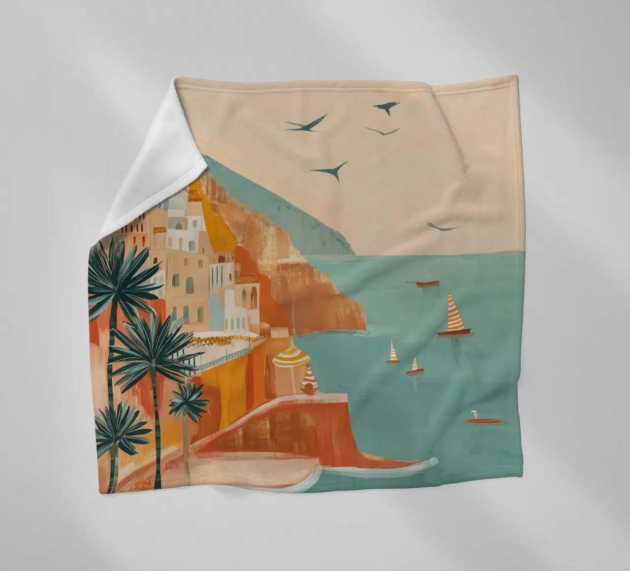 Striped sails in turquoise calm coperta in pile da Luca