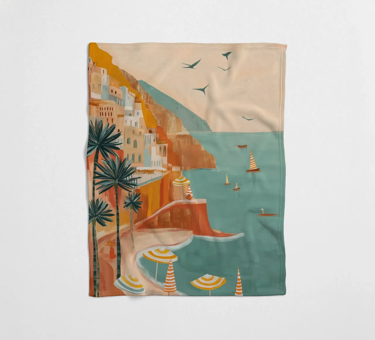 Striped sails in turquoise calm coperta in pile da Luca