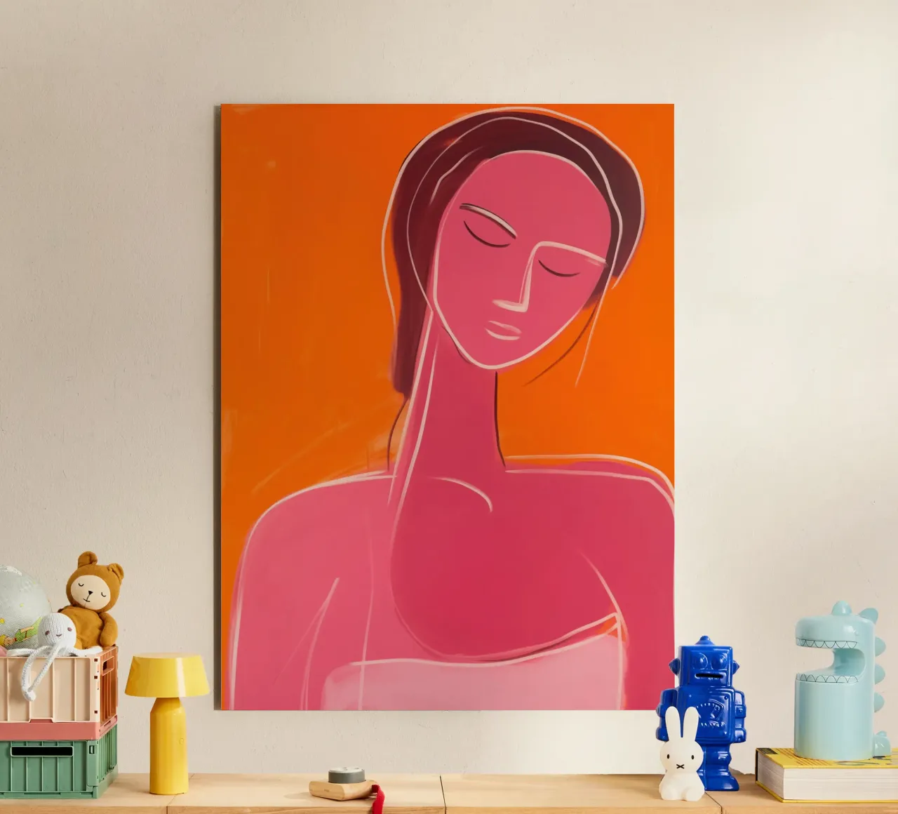 Donna benessere | Serenity in rosso-arancio alluminio dibond da Autofocus