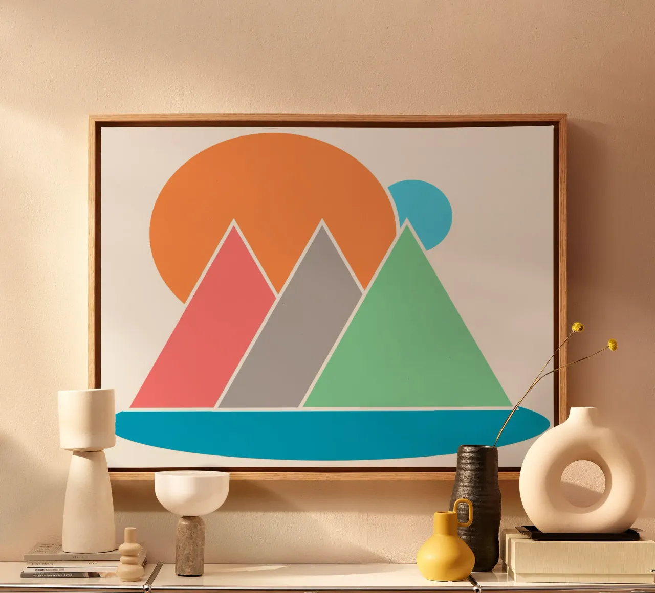 Forme geometriche minimali Paesaggio tela con Cornice a cassetta da sillyindustries