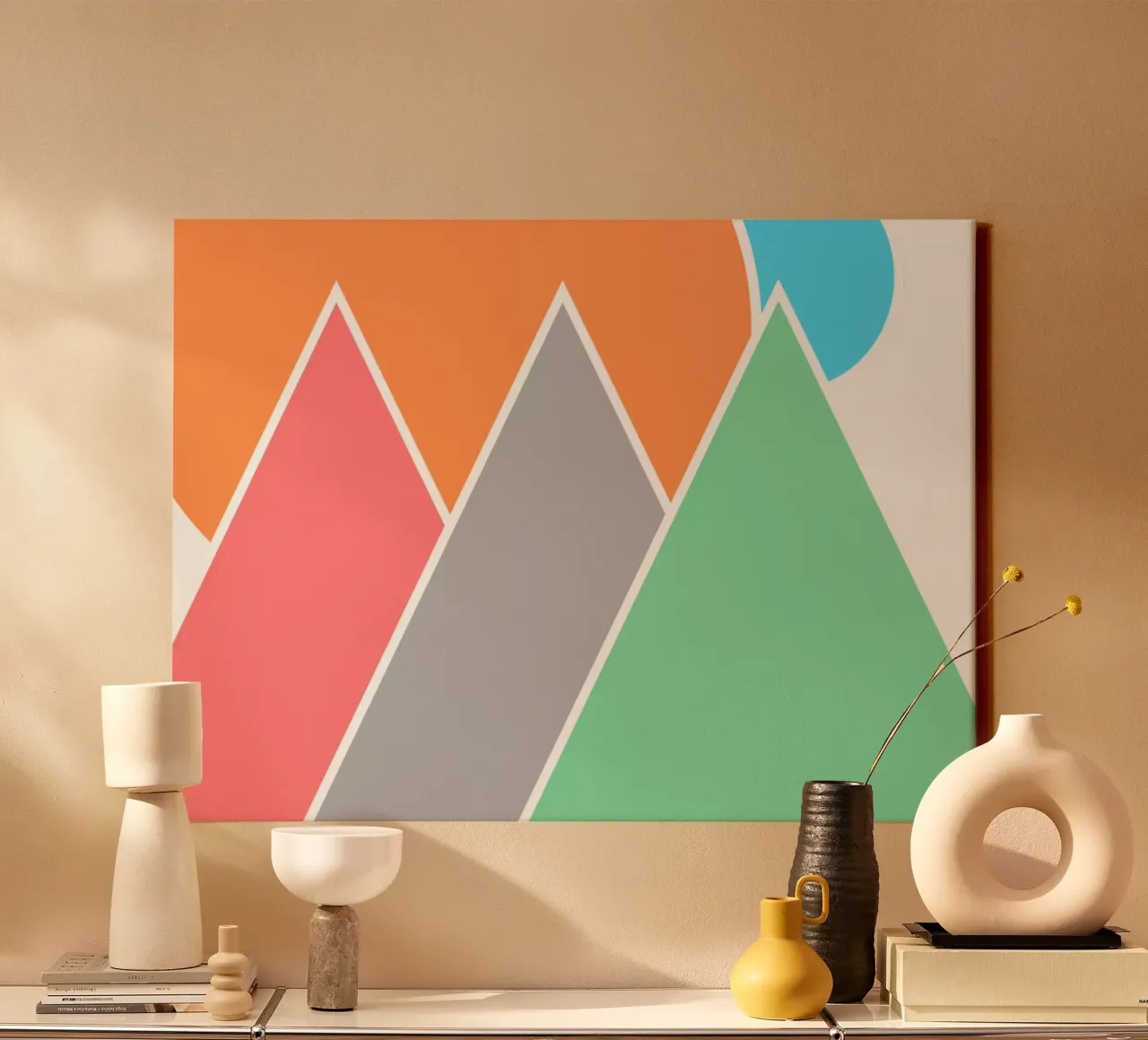 Forme geometriche minimali Paesaggio tela con Cornice a cassetta da sillyindustries
