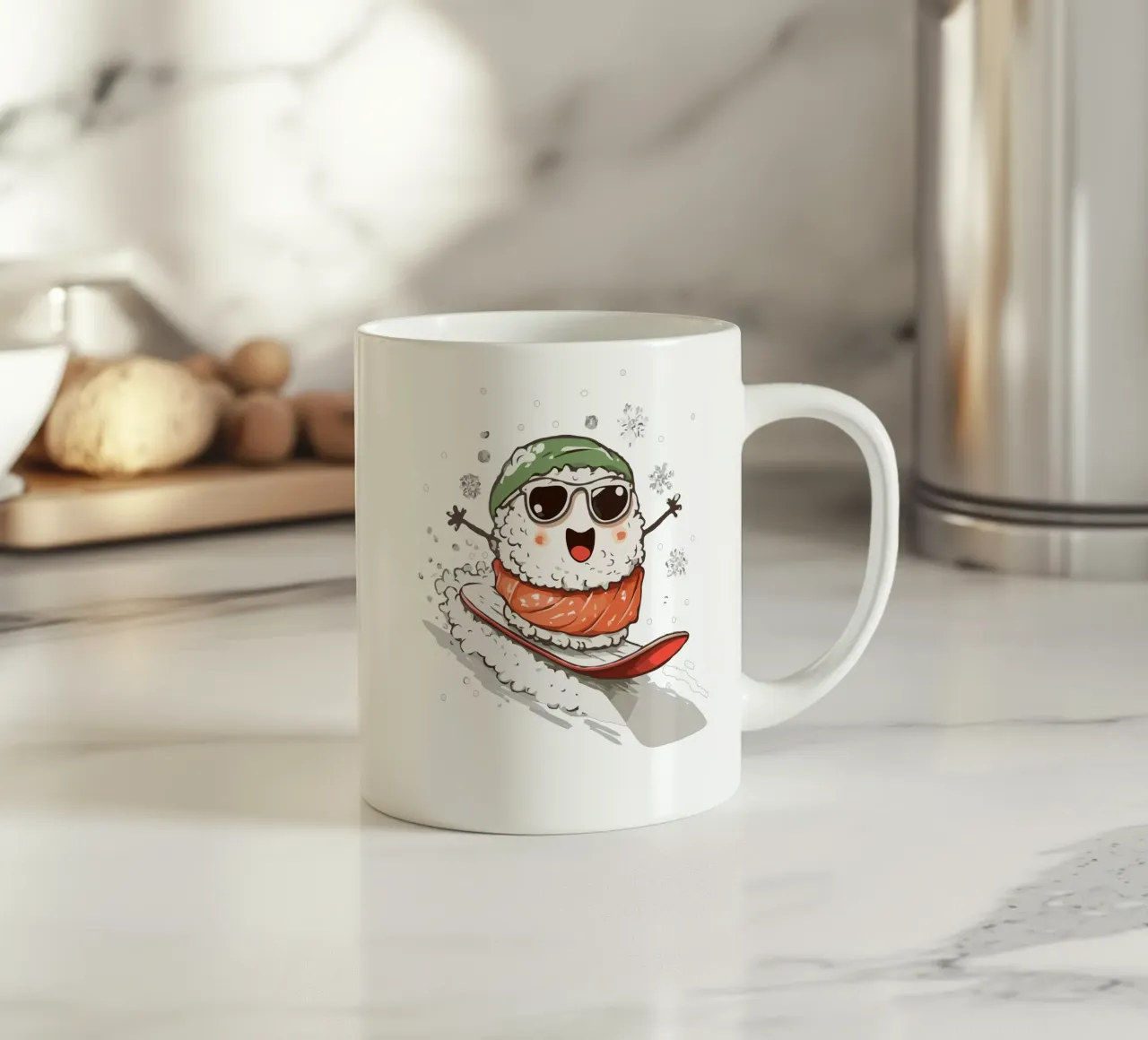 sushi snowboard tazza in ceramica da edsonramosart