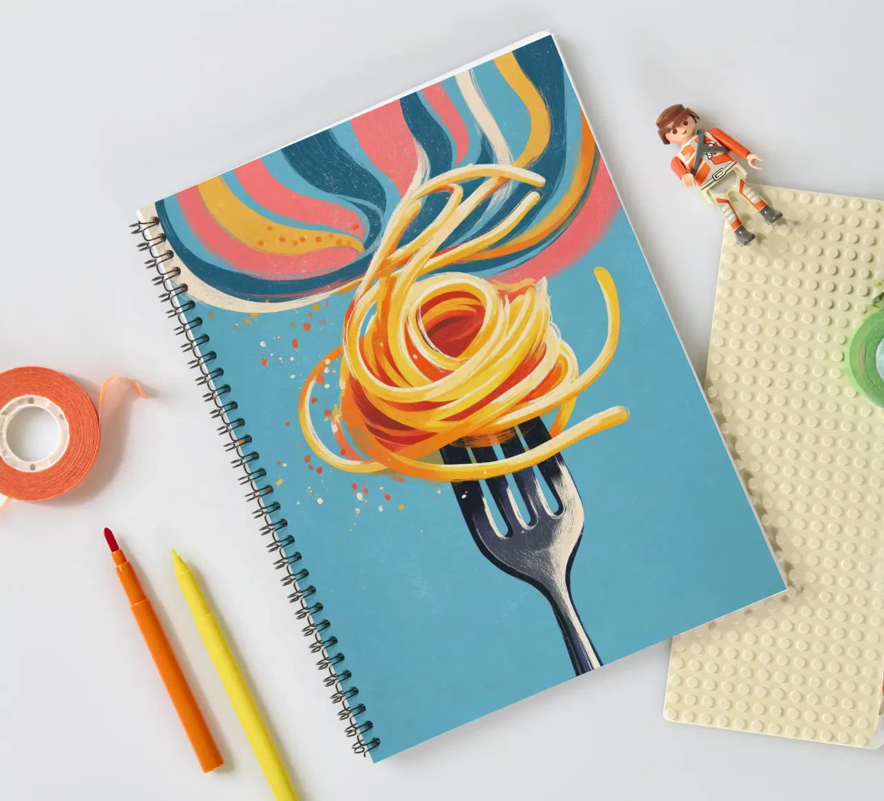 Twirl of Sunshine Pasta spiral notebook by Luca