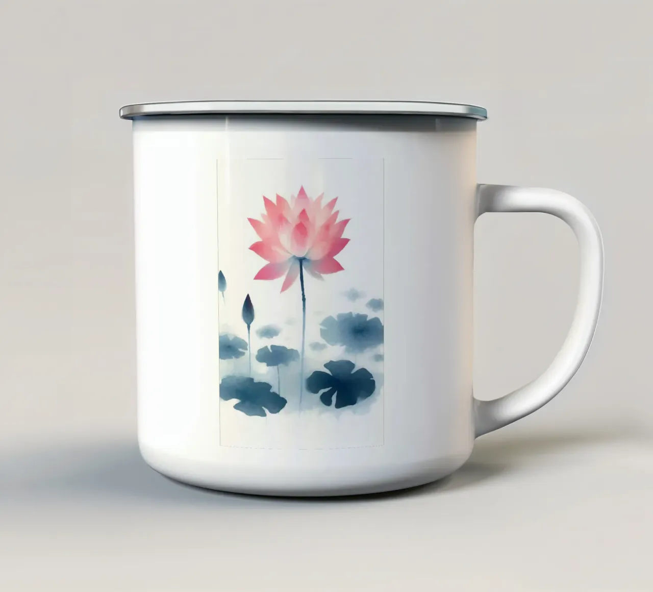 Pittura digitale minimalista con fiori di loto tazza in smalto da Bloom And Brush