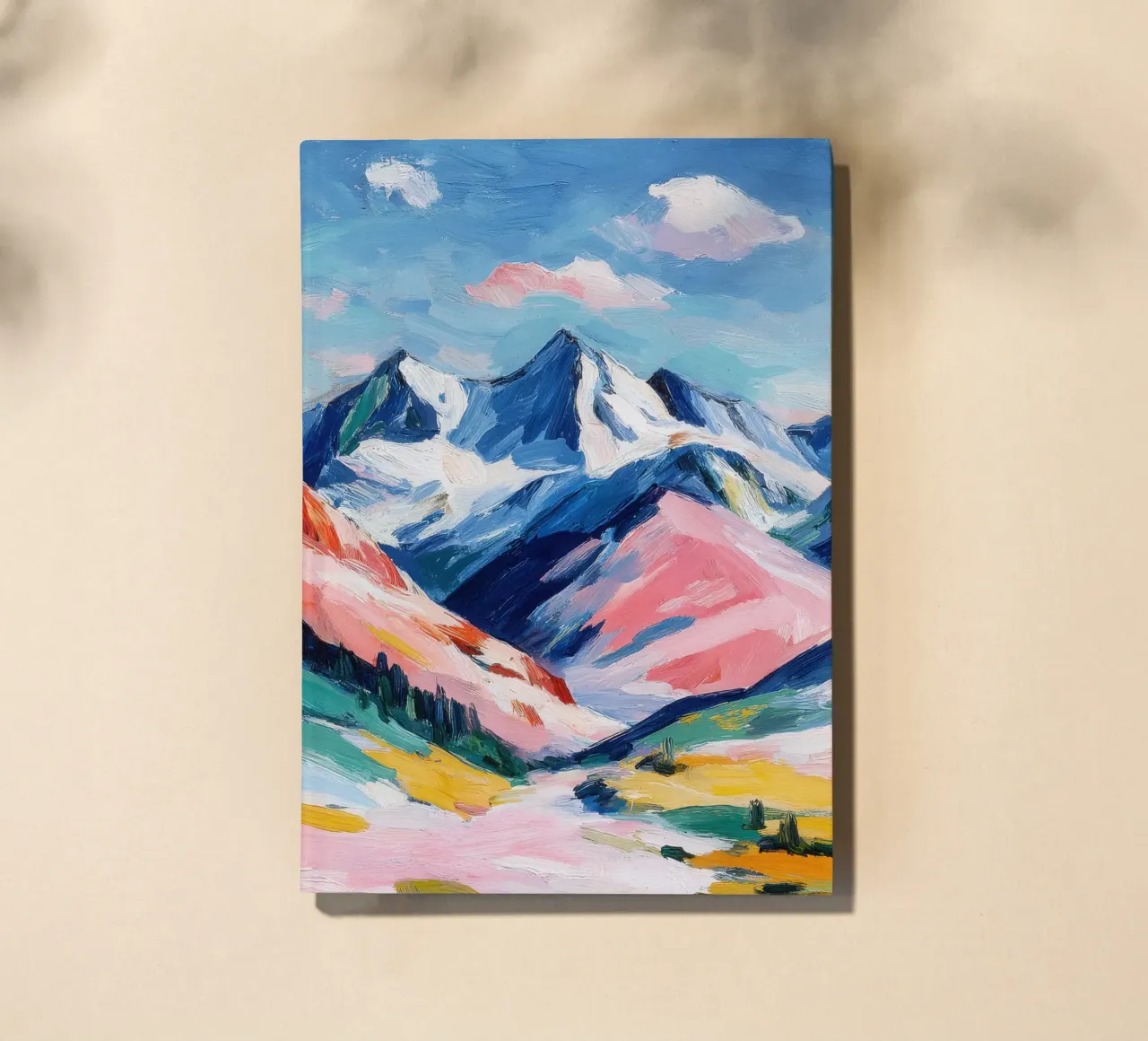 Snow-capped mountains in spring notebook by ArtByNiki