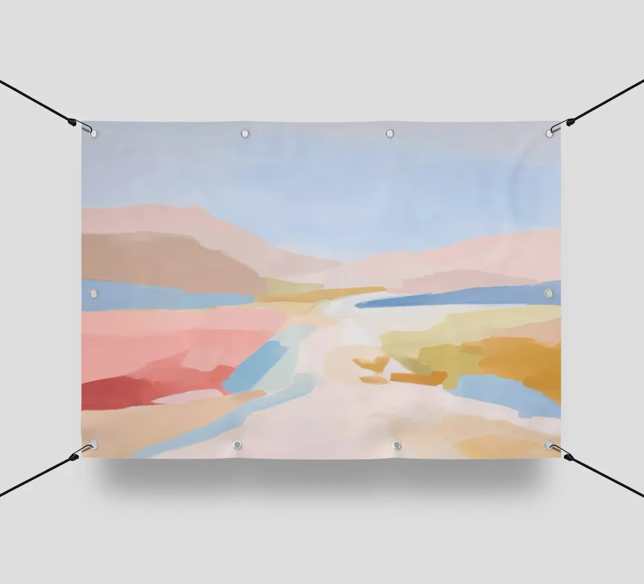 Paesaggio desertico minimalista con fiume telo in pvc da Calm Shapes