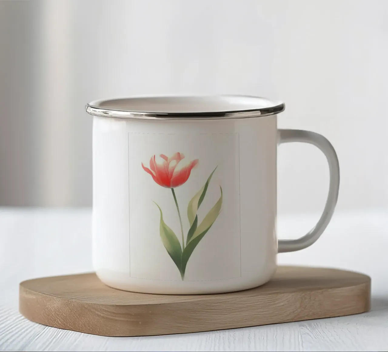 Pittura digitale minimalista di fiori di tulipano tazza in smalto da Bloom And Brush