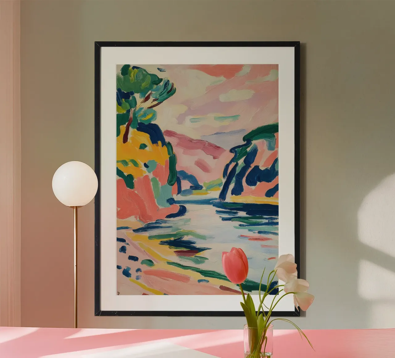 Fiume colorato in Francia con colori pastello carta hahnemühle da ArtByNiki