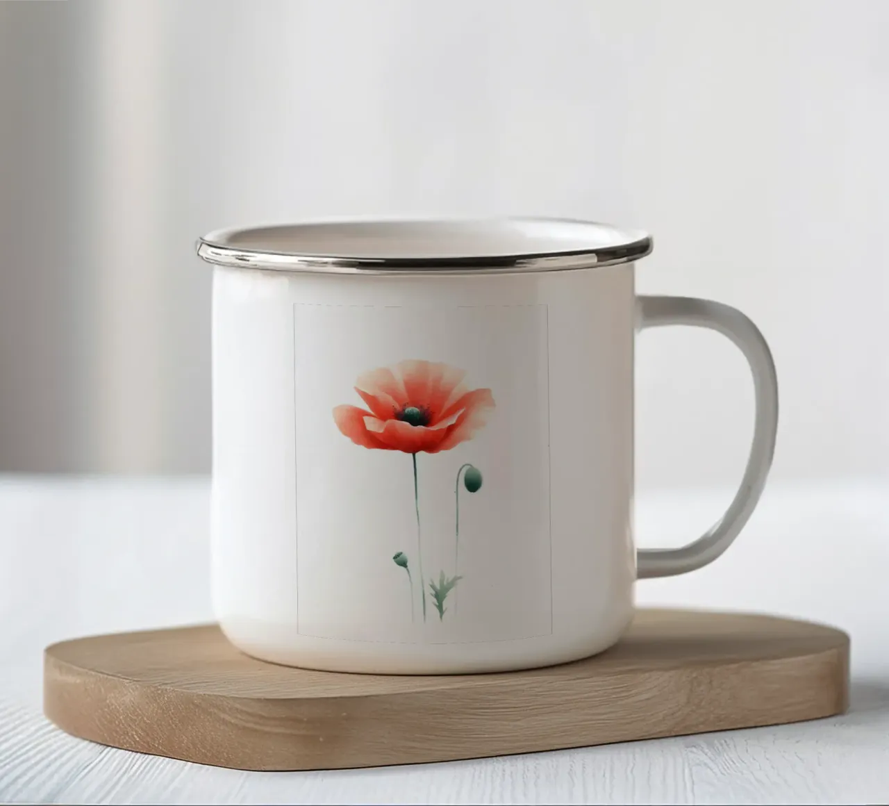Papavero digitale minimalista (papaver) tazza in smalto da Bloom And Brush