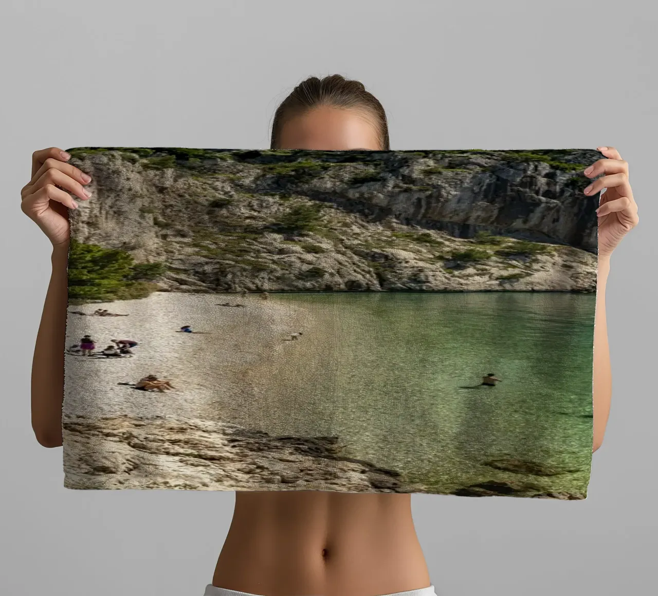 Strand Nugal bei Makarska, Kroatien asciugamano da bagno da Reisefotografie - Bilder aus aller Welt