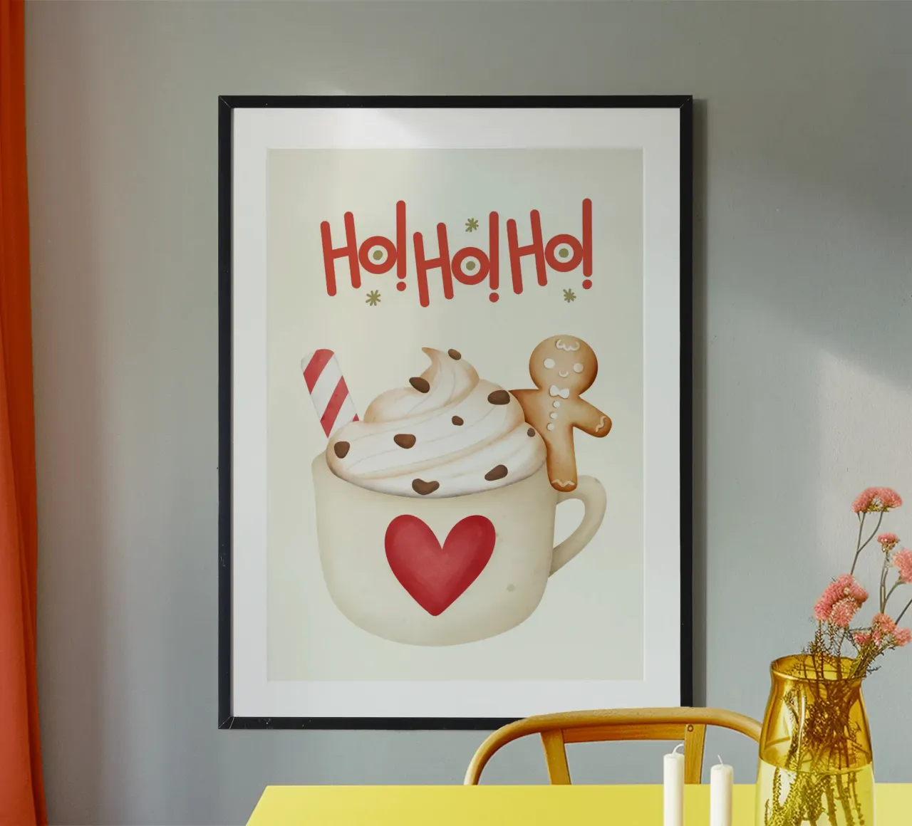 Ho Ho Ho Hot Cocoa Poster mit Aluminium Rahmen von PinkCandyWalls