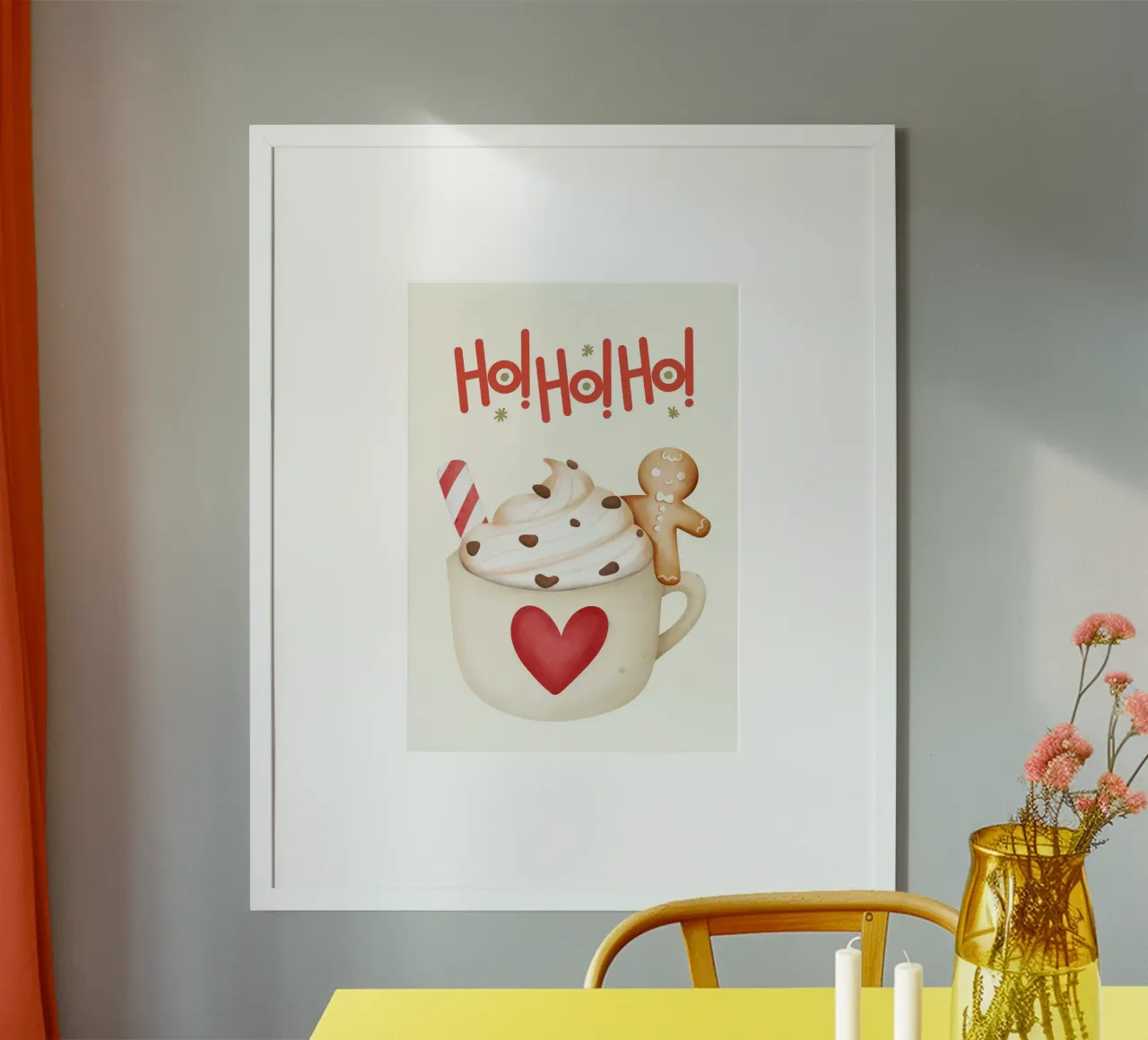 Ho Ho Ho Hot Cocoa Poster mit Aluminium Rahmen von PinkCandyWalls