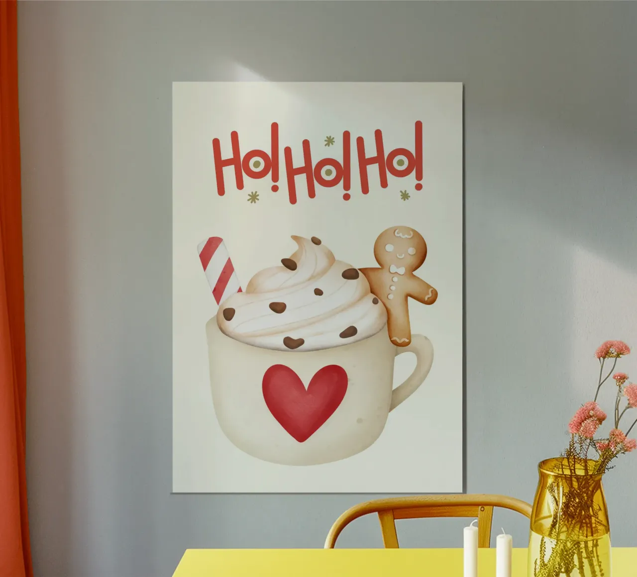 Ho Ho Ho Hot Cocoa Poster mit Aluminium Rahmen von PinkCandyWalls