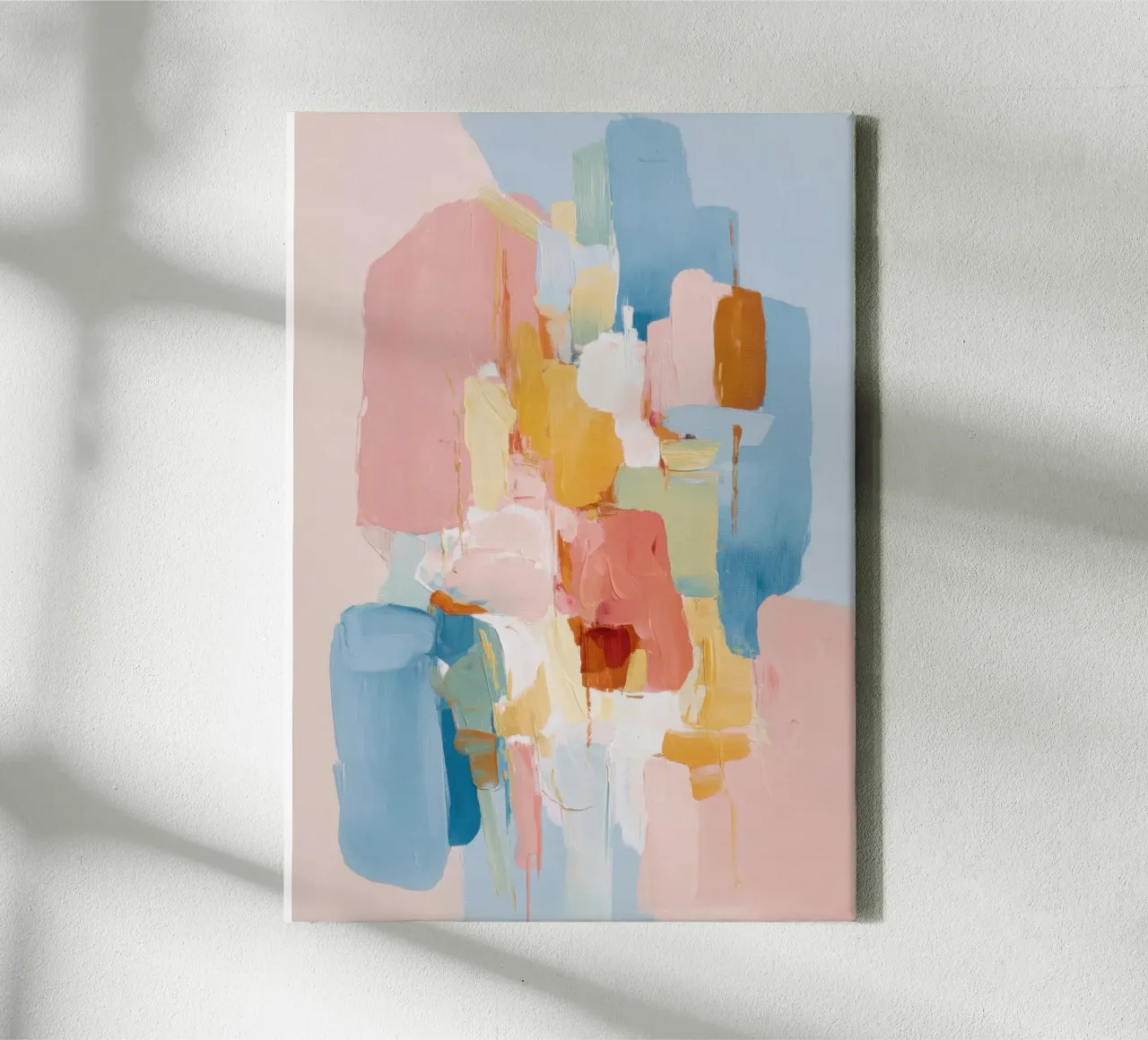 Abstract pastel composition with soft shapes canvas by Calm Shapes