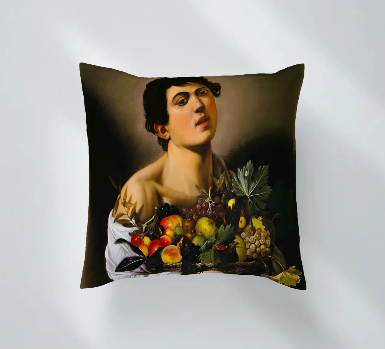 Caravaggio - Ragazzo con canestro di frutta, 1593 cuscino da William Store
