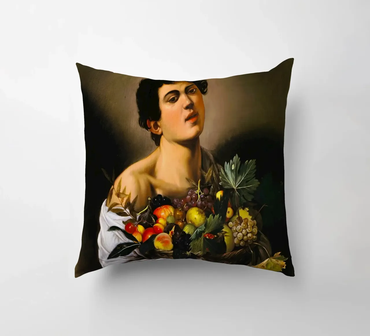 Caravaggio - Ragazzo con canestro di frutta, 1593 cuscino da William Store