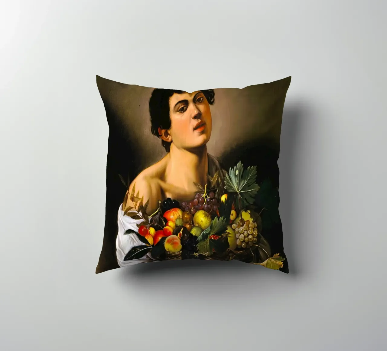 Caravaggio - Ragazzo con canestro di frutta, 1593 cuscino da William Store