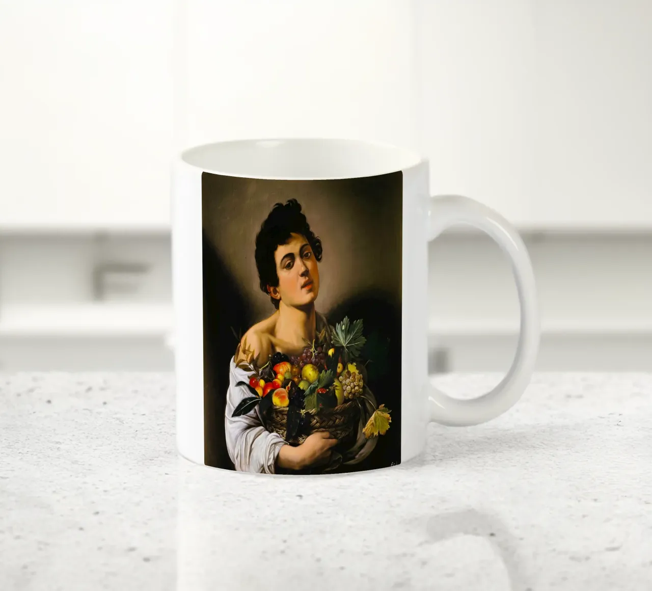Caravaggio - Ragazzo con canestro di frutta, 1593 tazza in ceramica da William Store