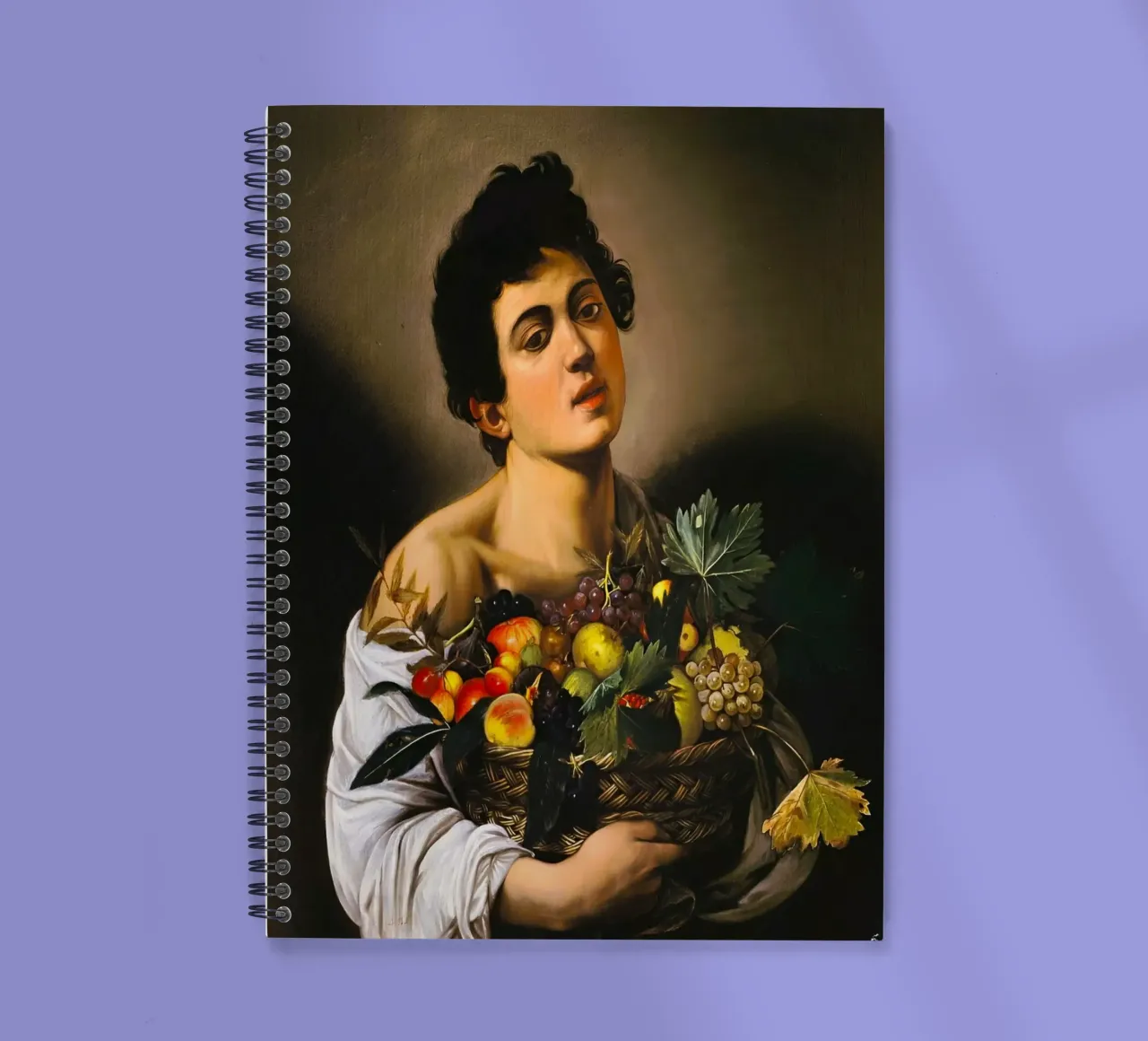 Caravaggio - Boy with a Basket of Fruit, 1593 spiral notebook by William Store