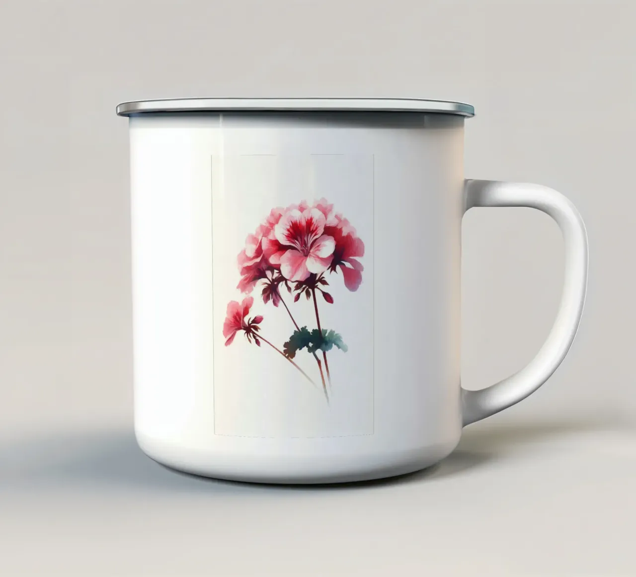 Pittura digitale minimalista di fiori di geranio tazza in smalto da Bloom And Brush