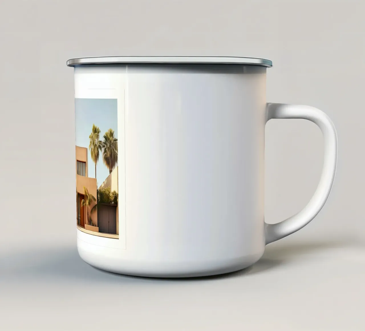 Burnt Orange Beach House With Palms Summer tazza in smalto da robertmotoiart