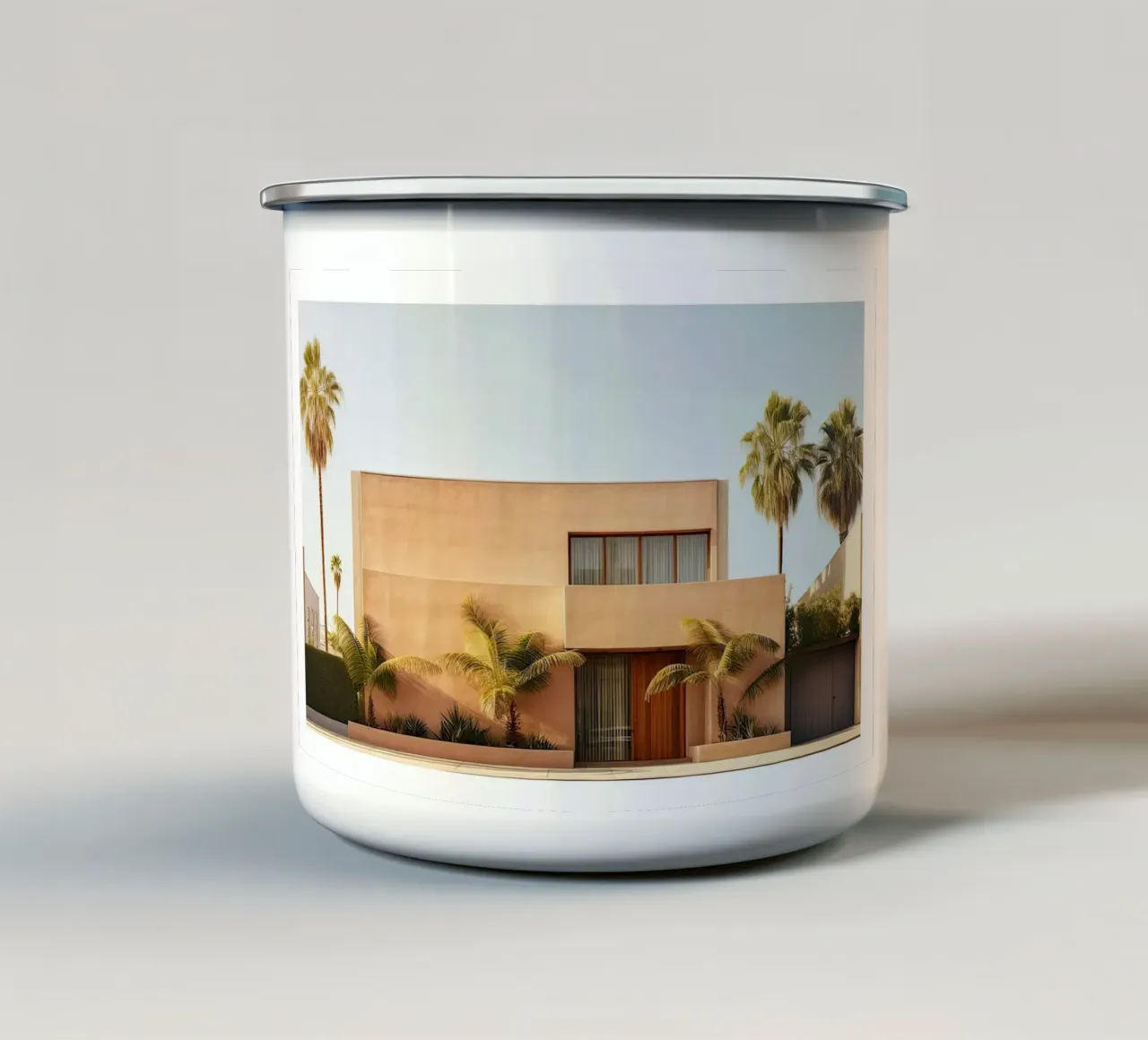 Burnt Orange Beach House With Palms Summer tazza in smalto da robertmotoiart