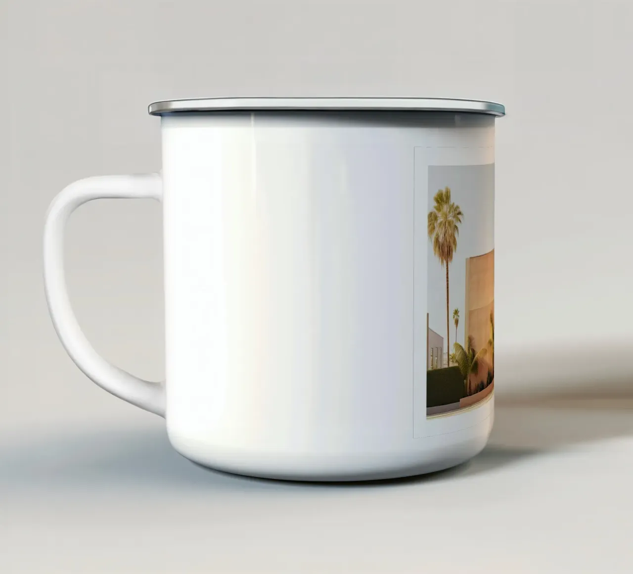Burnt Orange Beach House With Palms Summer tazza in smalto da robertmotoiart