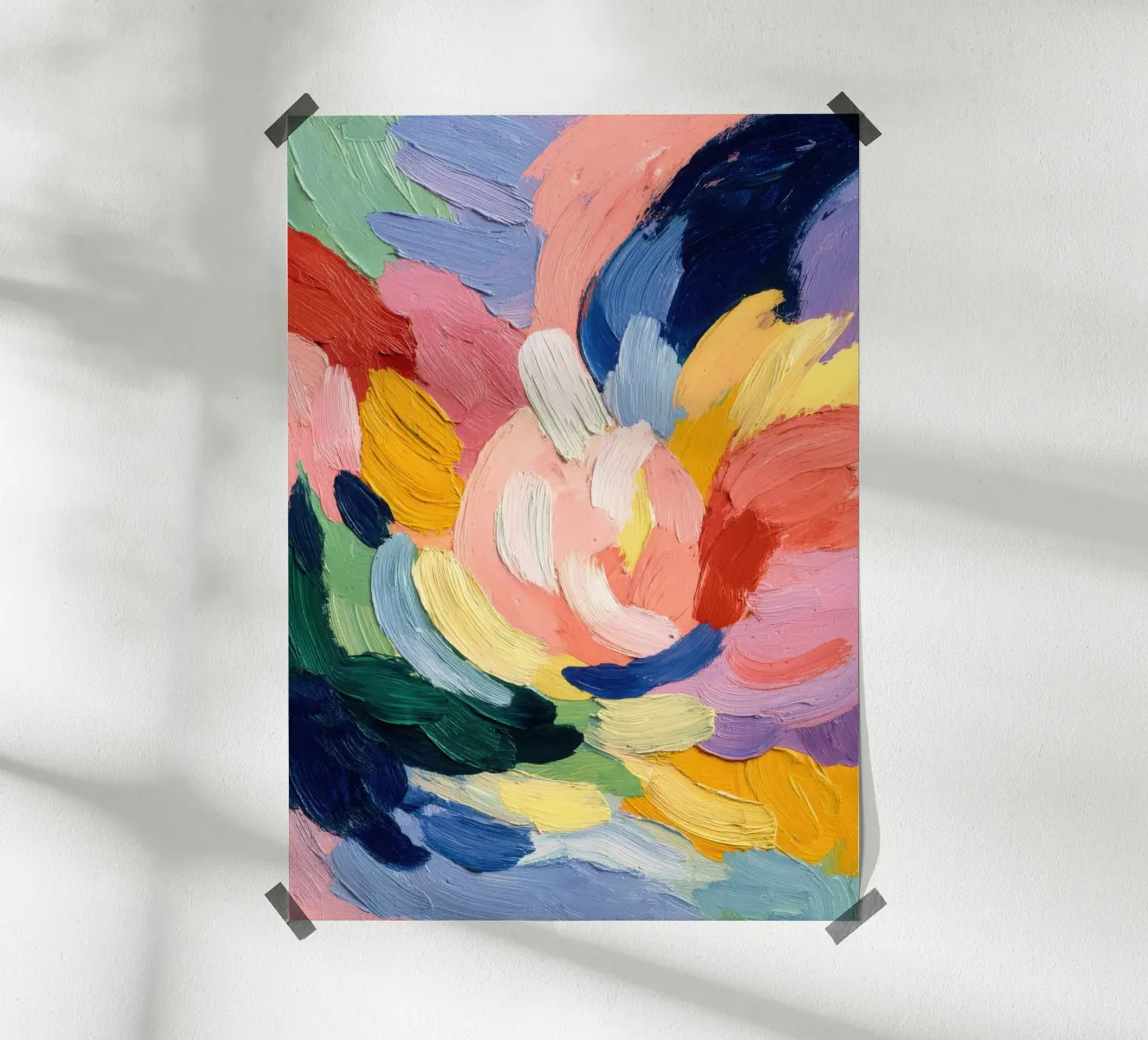 Abstracte bloemencompositie in Matisse-stijl hahnemühle van Nikis Art Studio