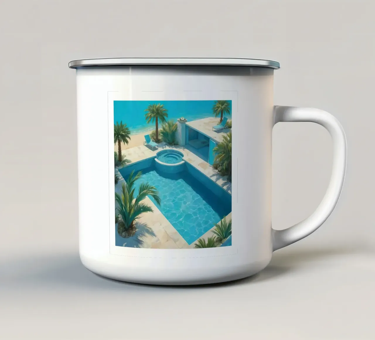 Cyan Oasis Bright Blue Swimming Pool tazza in smalto da robertmotoiart