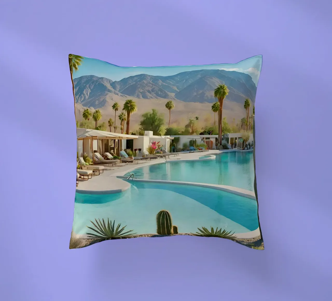 Desert Oasis Of Palm Spring cuscino da robertmotoiart