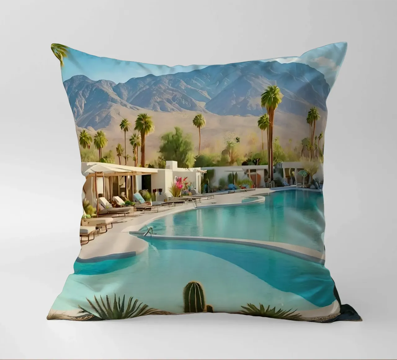 Desert Oasis Of Palm Spring cuscino da robertmotoiart
