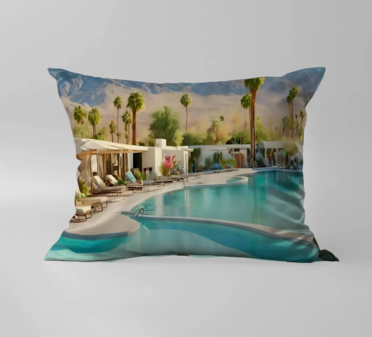 Desert Oasis Of Palm Spring cuscino da robertmotoiart
