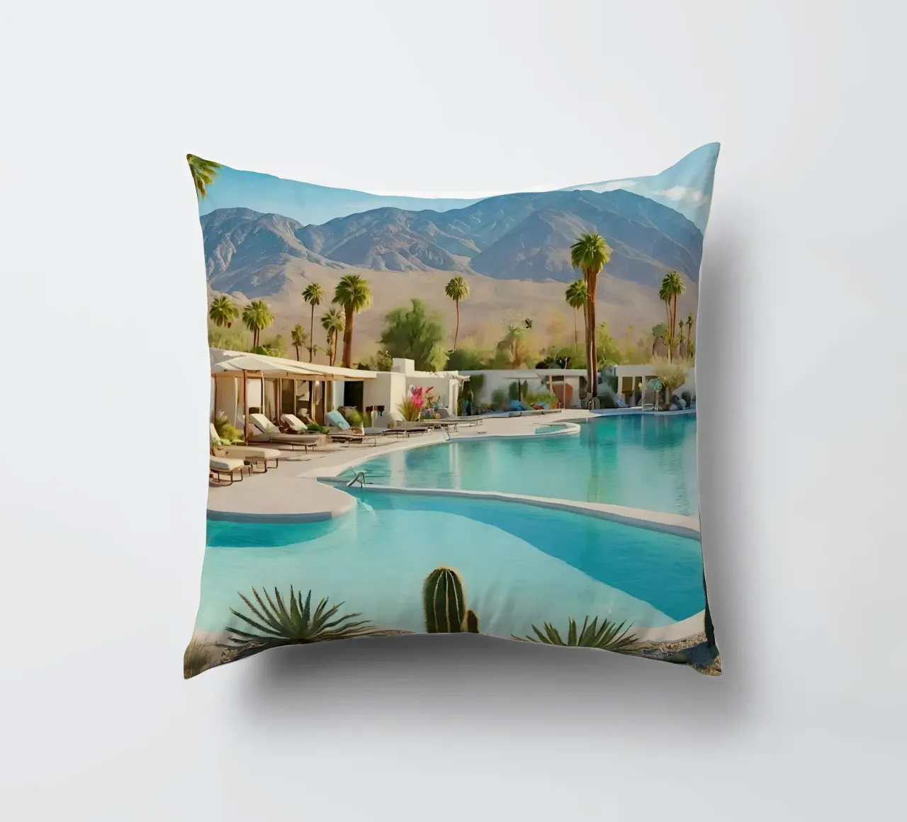Desert Oasis Of Palm Spring cuscino da robertmotoiart