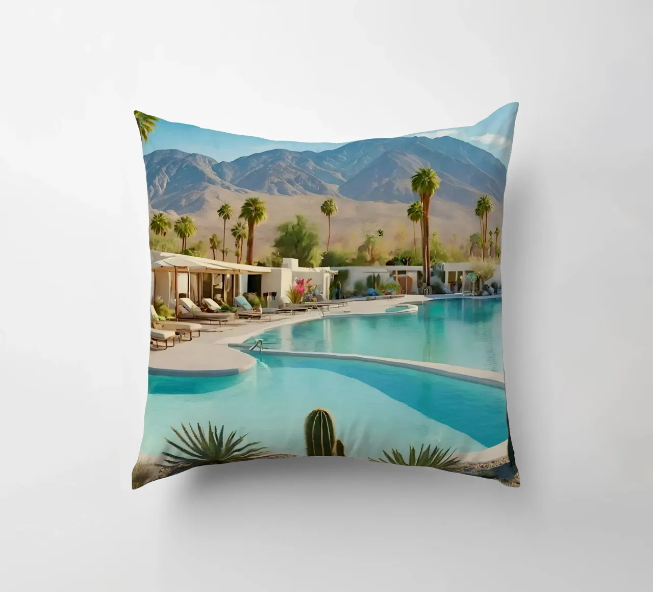 Desert Oasis Of Palm Spring cuscino da robertmotoiart