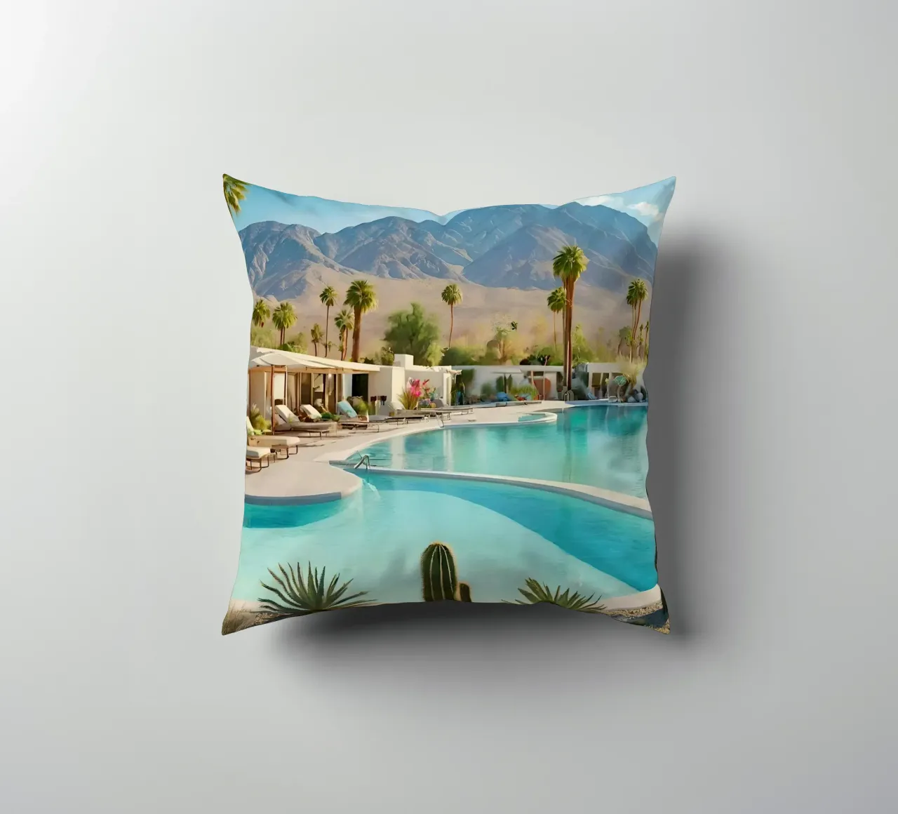 Desert Oasis Of Palm Spring cuscino da robertmotoiart