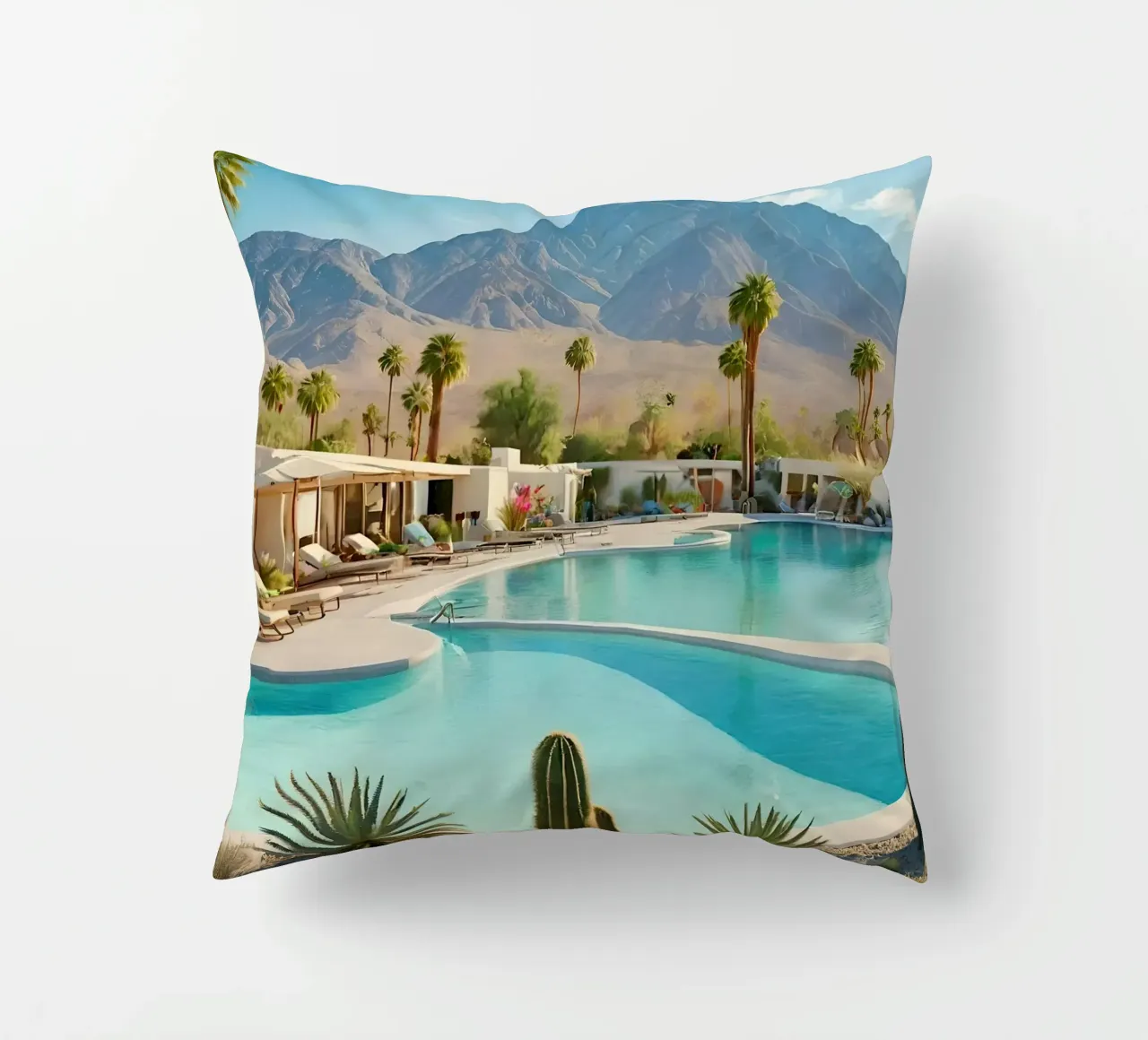 Desert Oasis Of Palm Spring cuscino da robertmotoiart