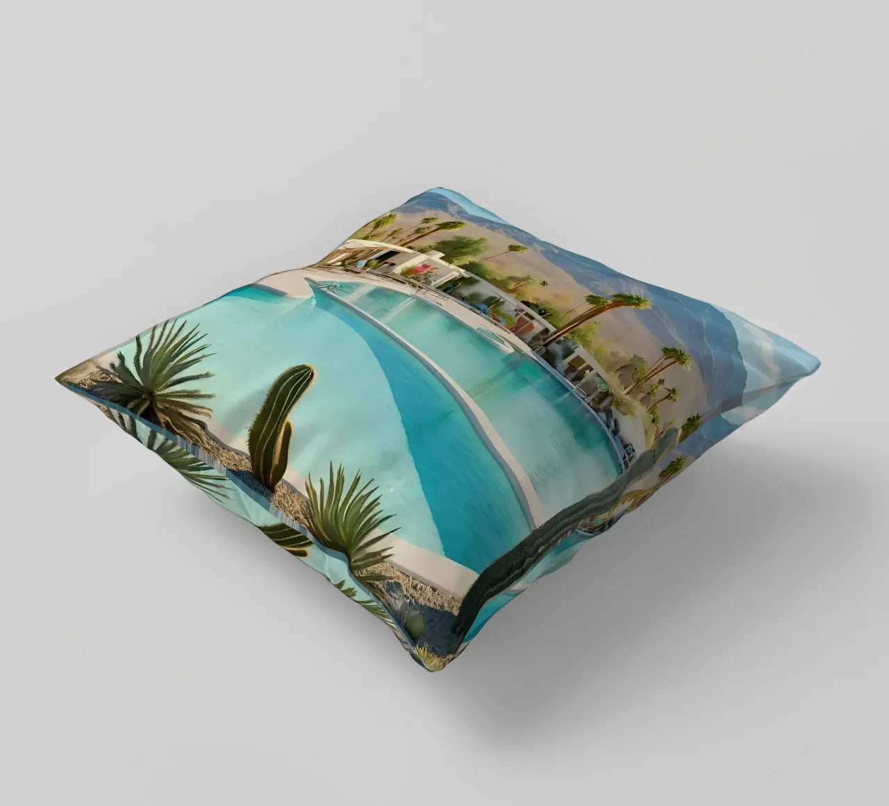 Desert Oasis Of Palm Spring cuscino da robertmotoiart