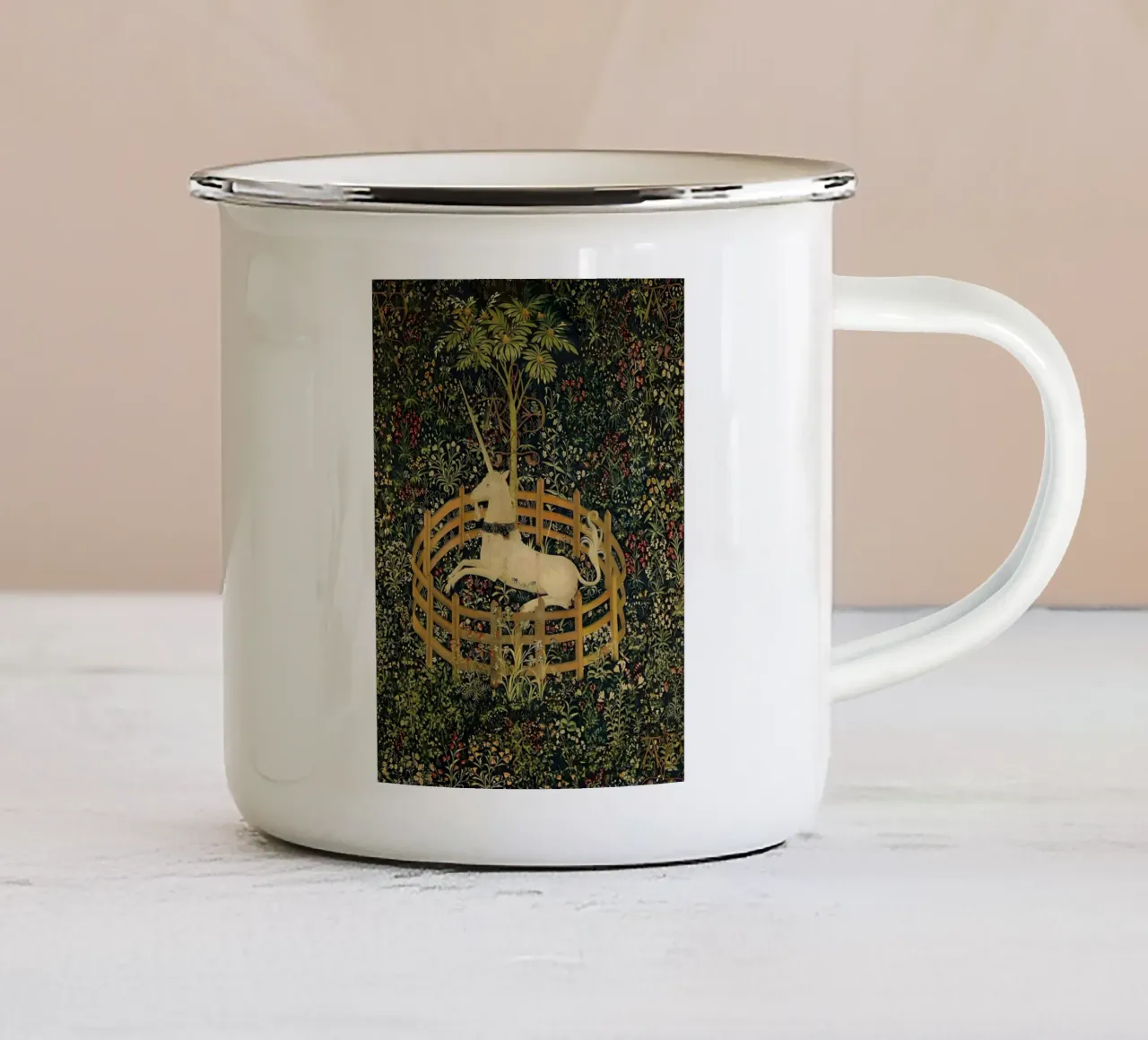 Unicorno in cattività tazza in smalto da William Store