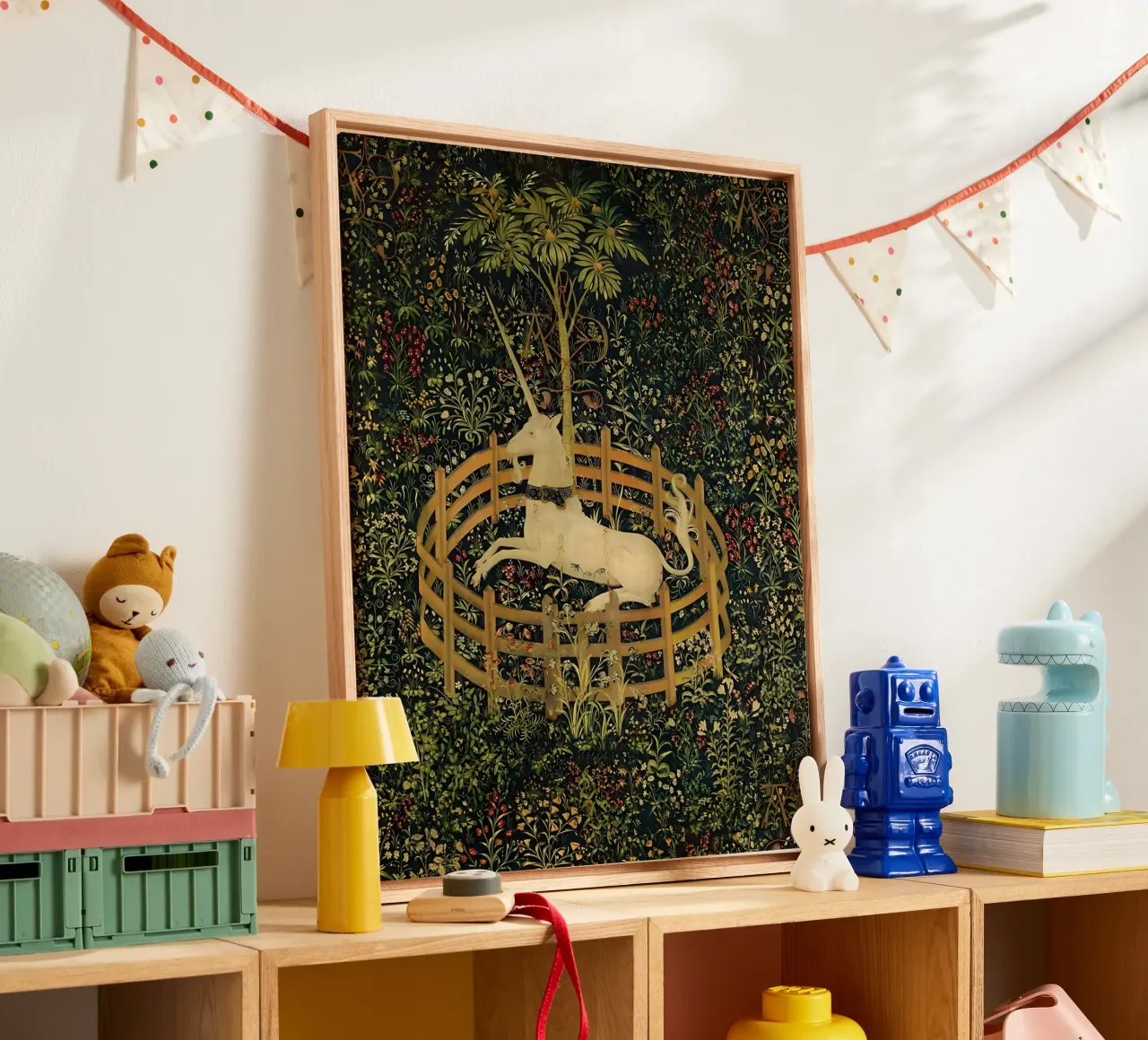 Unicorno in cattività tela con Cornice a cassetta da William Store