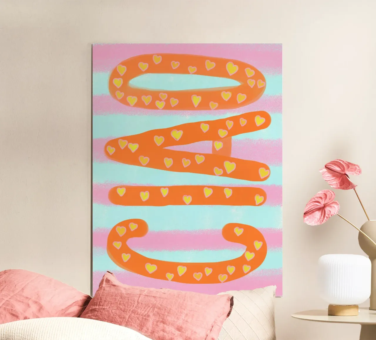Ciao arte estiva arancione poster con telaio in legno da Carinaprint