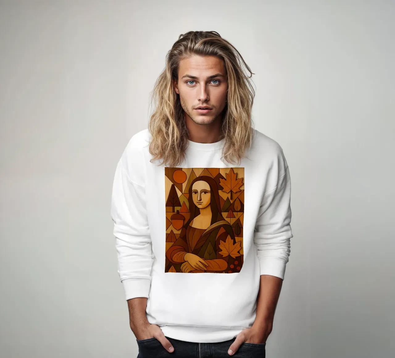 Monna Lisa in legno intagliato felpa da ARTOMATIC