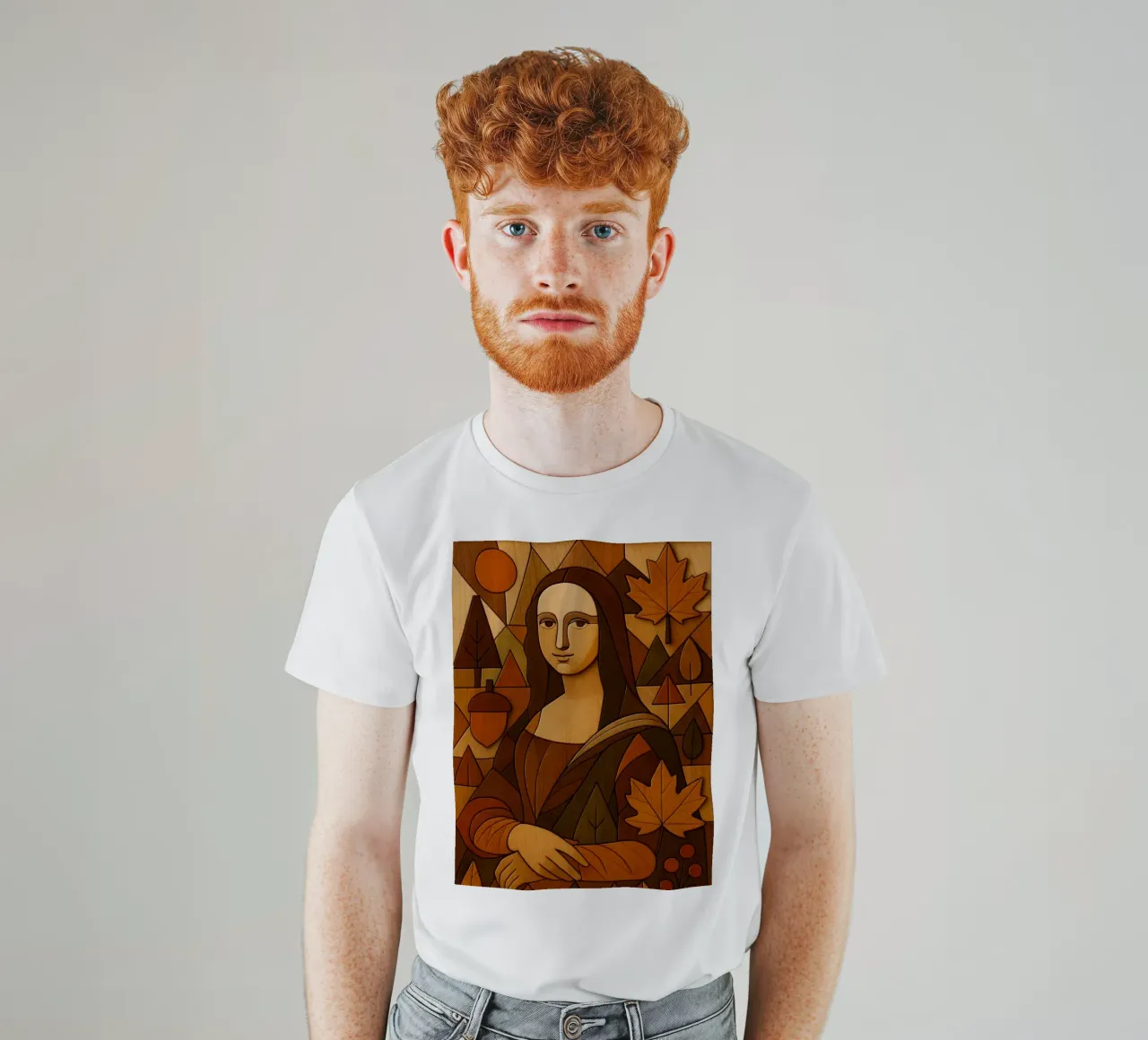 Monna Lisa in legno intagliato t-shirt da ARTOMATIC